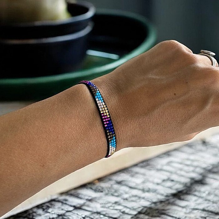 Bratara reglabila Miyuki Manna, margele colorate cu snur [1]