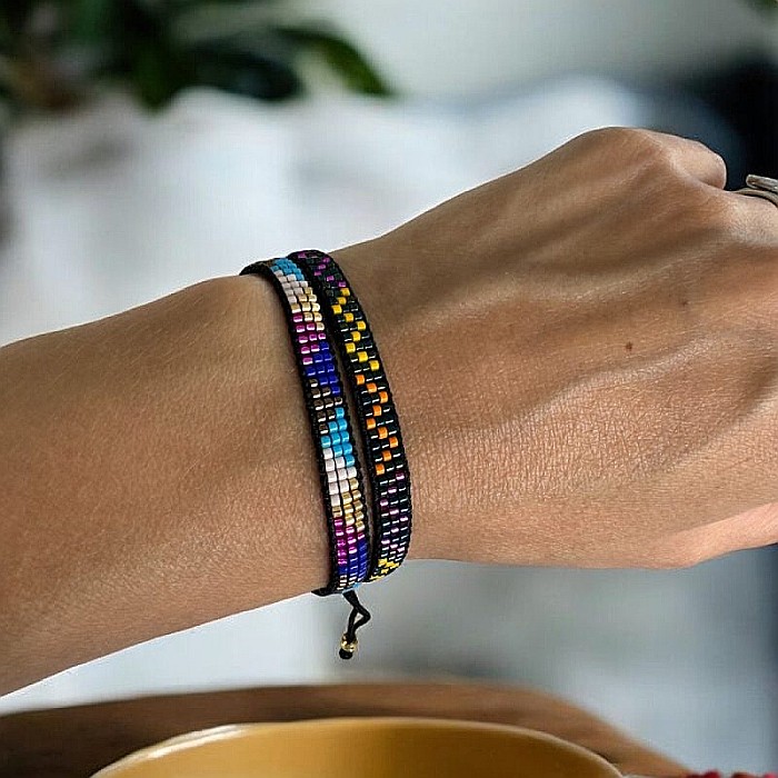 Bratara reglabila Miyuki Manna, margele colorate cu snur [6]
