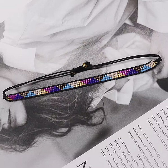 Bratara reglabila Miyuki Manna, margele colorate cu snur [2]