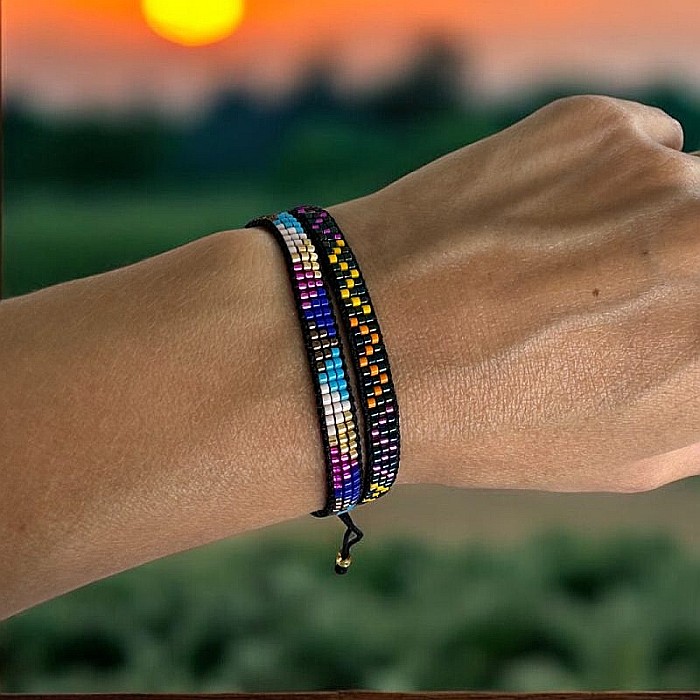 Bratara reglabila Miyuki Manna, margele colorate cu snur [6]