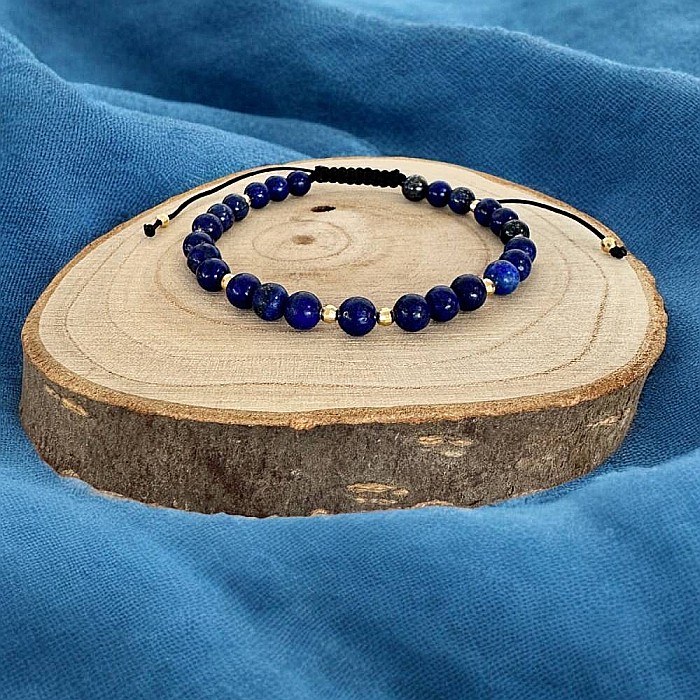 Bratara snur barbati Arcas din Lapis Lazuli cu accesorii din argint placat cu aur [6]