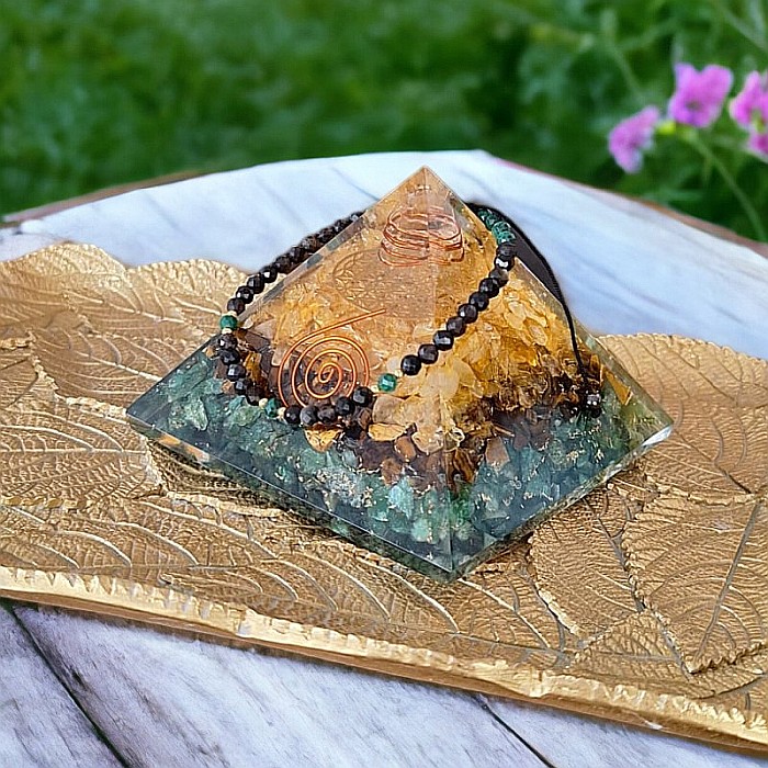 Bratara Snur dama din pietre naturale Aimee, cristale de Obsidian si Malachit cu accesorii din argint 925 [4]