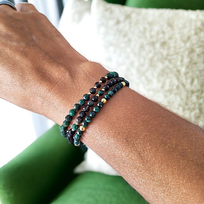 Bratara Snur dama din pietre naturale Aimee, cristale de Obsidian si Malachit cu accesorii din argint 925 [11]