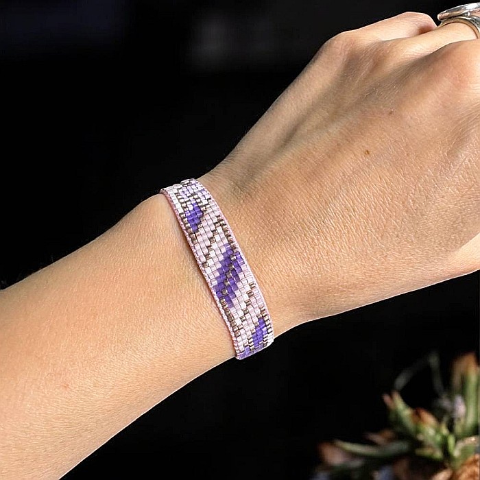 Bratara snur dama Nour din margele Miyuki mov impletita manual [1]