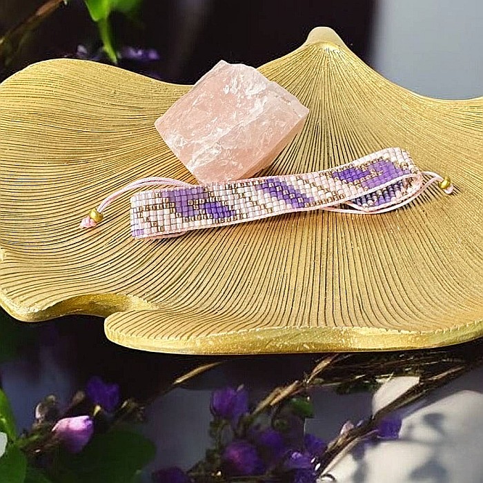 Bratara snur dama Nour din margele Miyuki mov impletita manual [8]