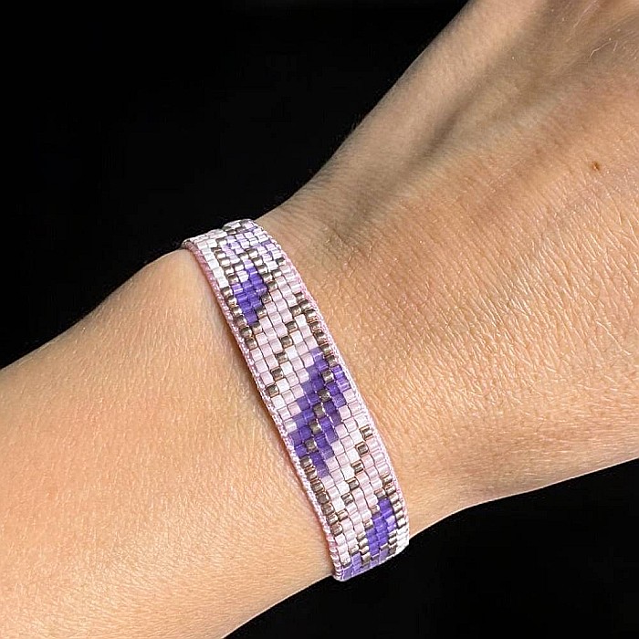 Bratara snur dama Nour din margele Miyuki mov impletita manual [5]