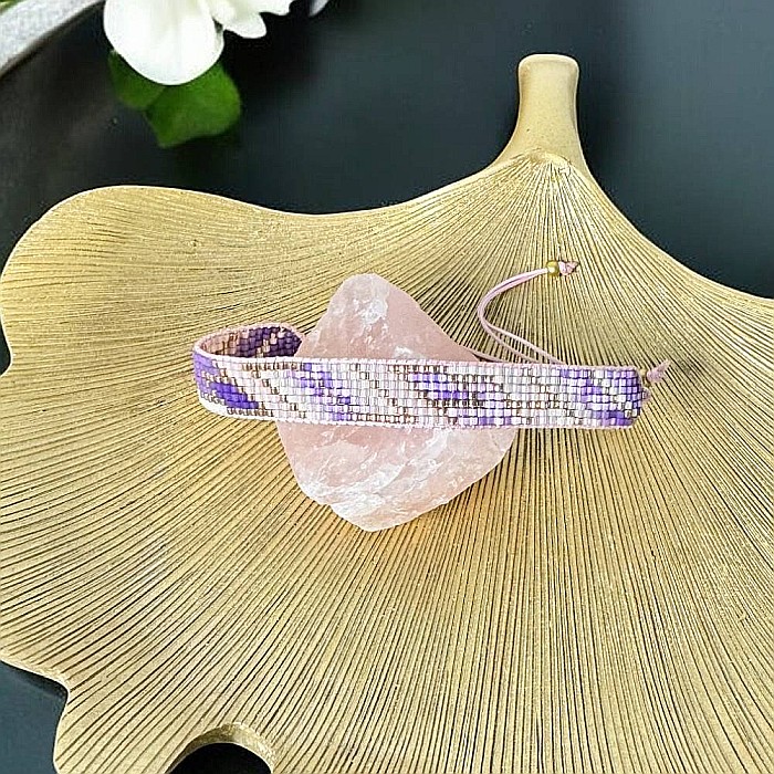 Bratara snur dama Nour din margele Miyuki mov impletita manual [3]