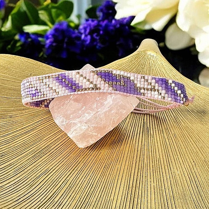 Bratara snur dama Nour din margele Miyuki mov impletita manual [7]