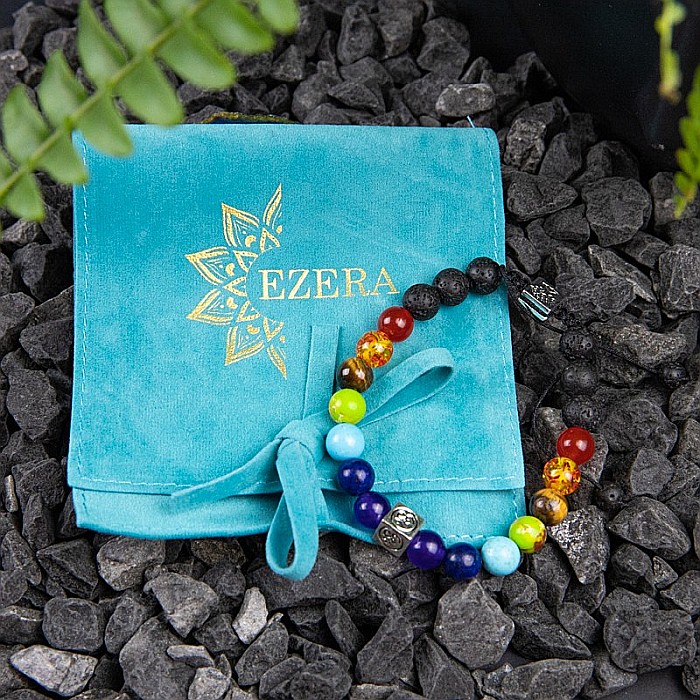 Bratara snur difuzor aromaterapie “Tamar” 7 Chakre cu Pietre de Lava (Vulcanice) si Simboluri Copacul Vietii si OM [2]