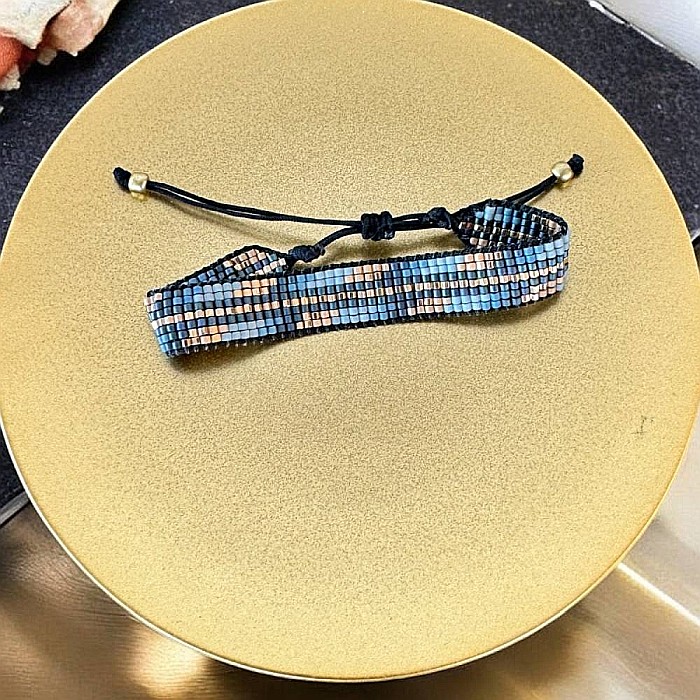 Bratara snur miyuki pentru femei, Jouri in nuante metalice de gri si auriu [3]