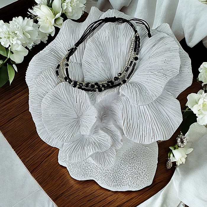 Bratara snur negru-argintiu Elysia 3 straturi Miyuki si Obsidian cu argint 925 [5]