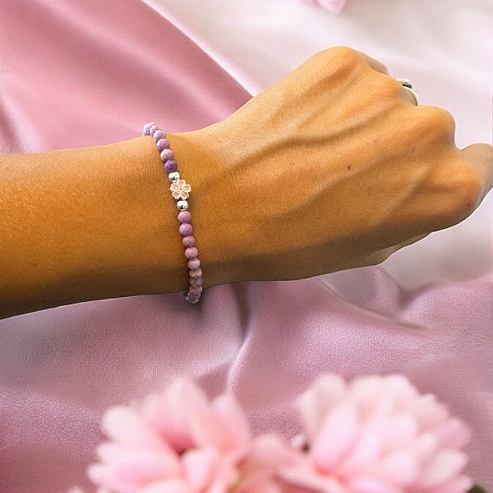 Bratara snur roz Ema cu pietre naturale Mica Stone si argint 925 [1]