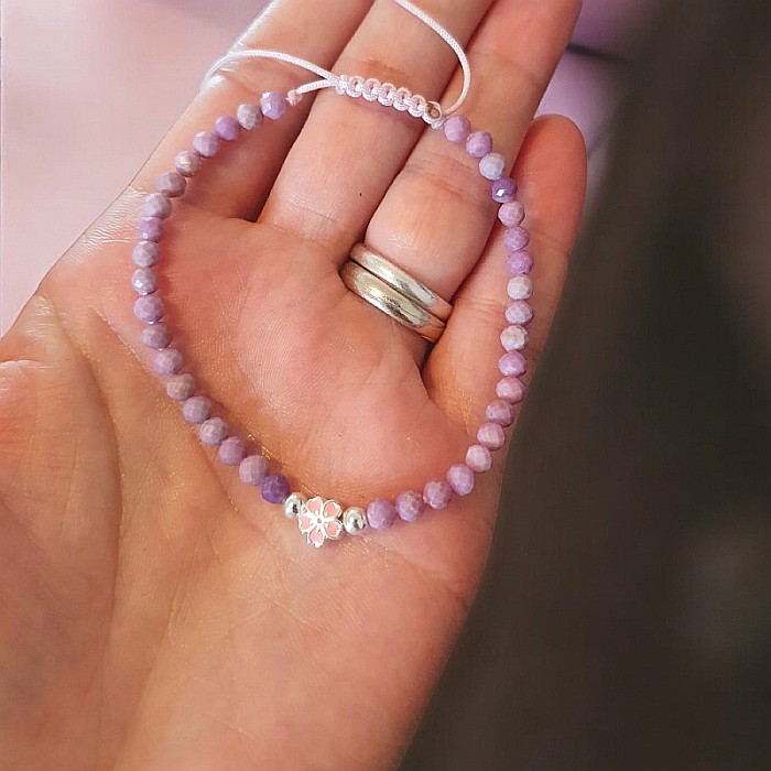 Bratara snur roz Ema cu pietre naturale Mica Stone si argint 925 [6]