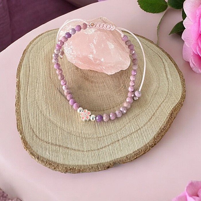 Bratara snur roz Ema cu pietre naturale Mica Stone si argint 925 [5]