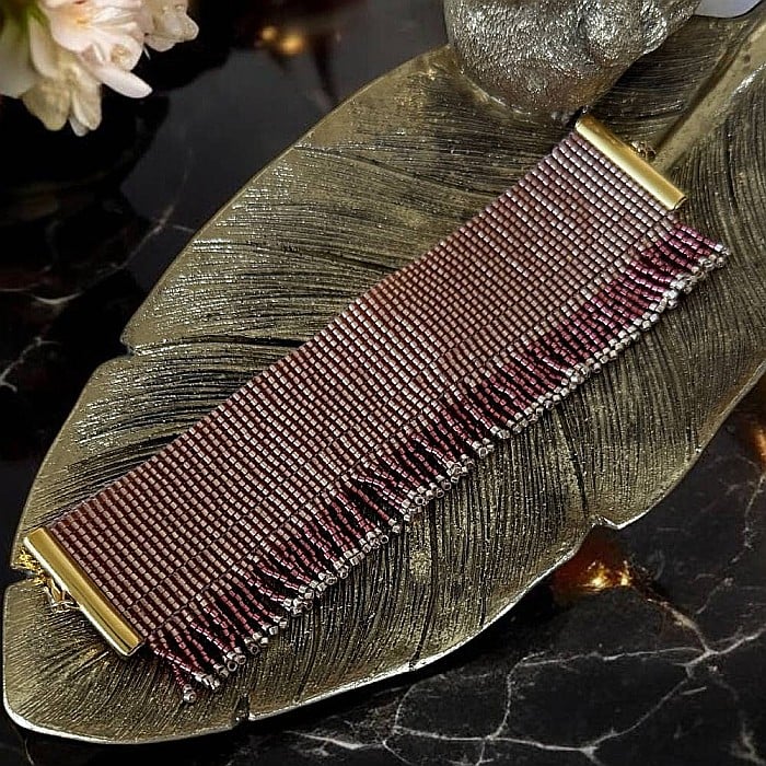 Bratara solara Auriya din margelute Miyuki si franjuri portocalii realizata manual [6]