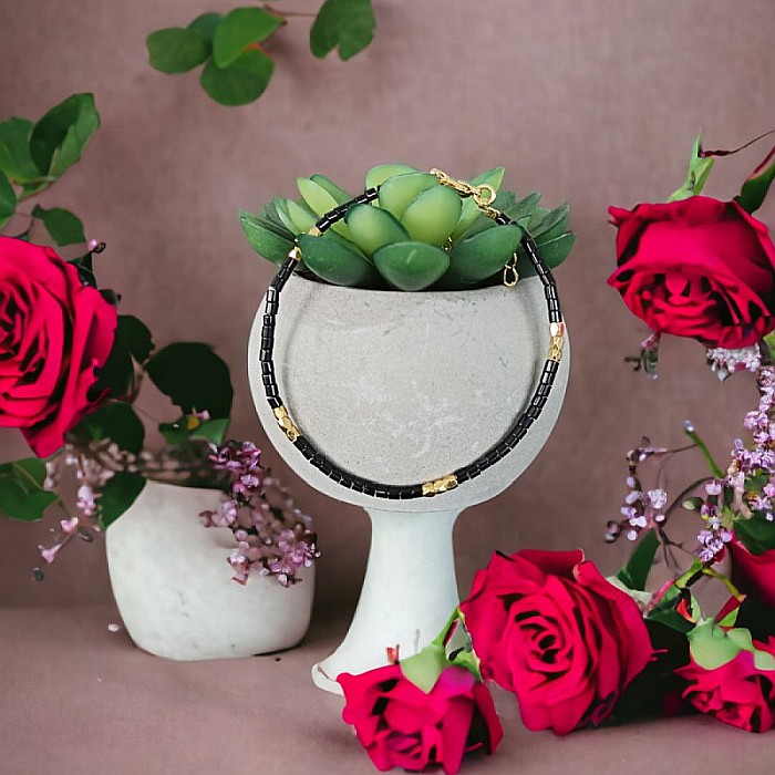 Bratara Tashi din cristale naturale de Agat Negru [6]