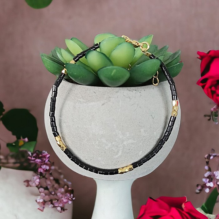 Bratara Tashi din cristale naturale de Agat Negru [1]