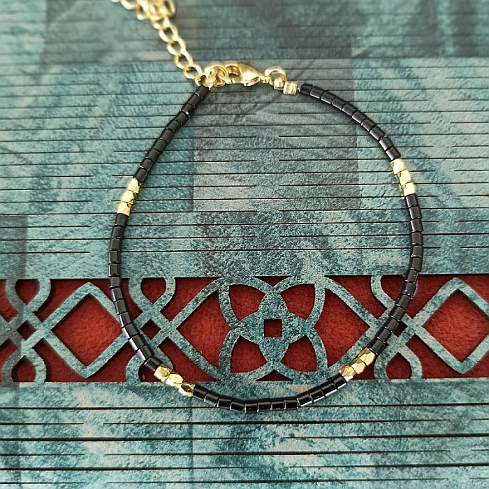 Bratara Tashi din cristale naturale de Agat Negru [4]