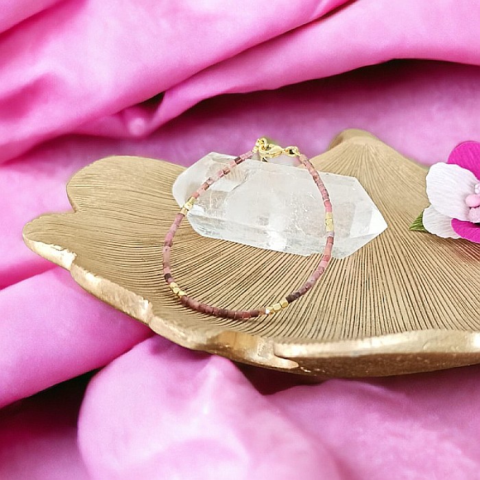 Bratara Tashi din cristale naturale de Strawberry quartz (cuart culoarea capsunii) [4]