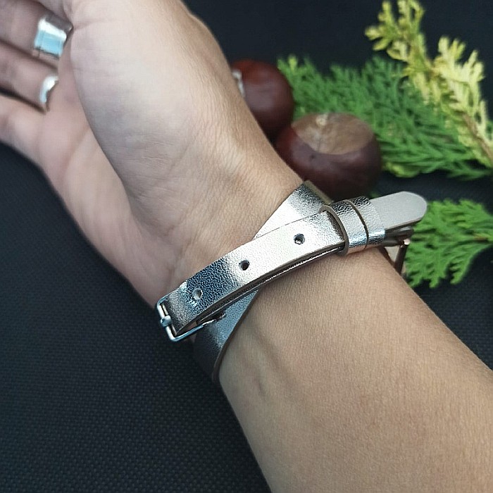 Bratara Uleiuri Esentiale pentru Aromaterapie, Curea din Piele Ecologica, Aurie, Dubla, cu Medalion Mandala Rose Gold [4]