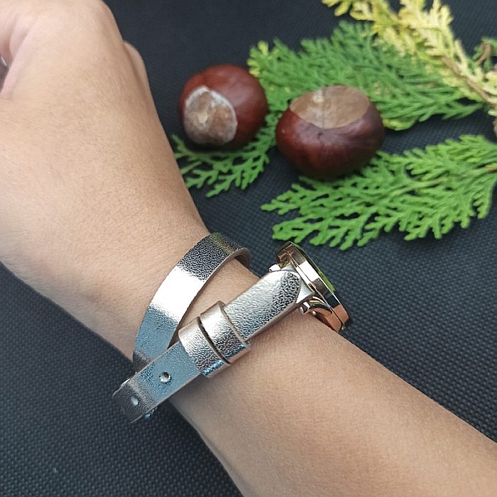 Bratara Uleiuri Esentiale pentru Aromaterapie, Curea din Piele Ecologica, Aurie, Dubla, cu Medalion Mandala Rose Gold [7]