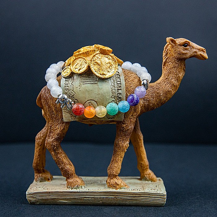 Bratara “WHITE” din Margele Weathered Agate si 7 Chakre cu Accesoriu Elefant, 8mm [6]