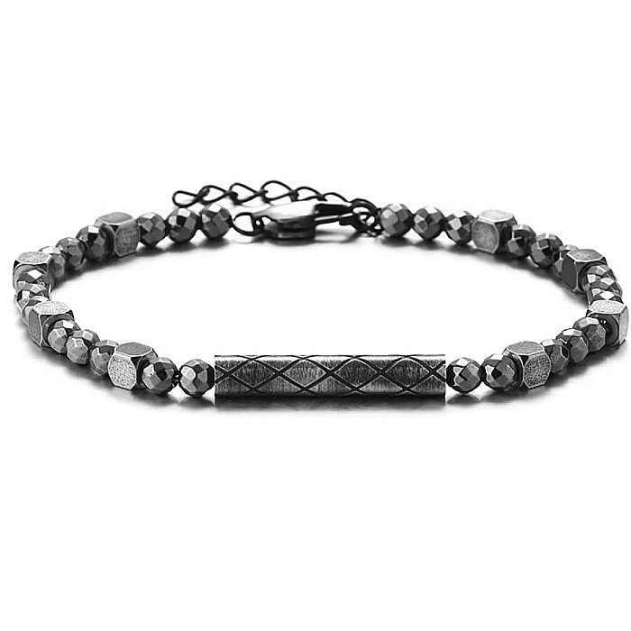 Bratari ajustabile REAMOR pentru barbati in stil retro din otel inoxidabil si hematit [4]