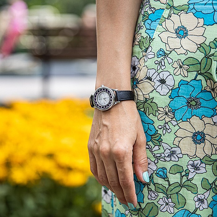 Ceas Aromaterapie ARMO din Otel Inoxidabil, Curea din Piele Ecologica Neagra [4]