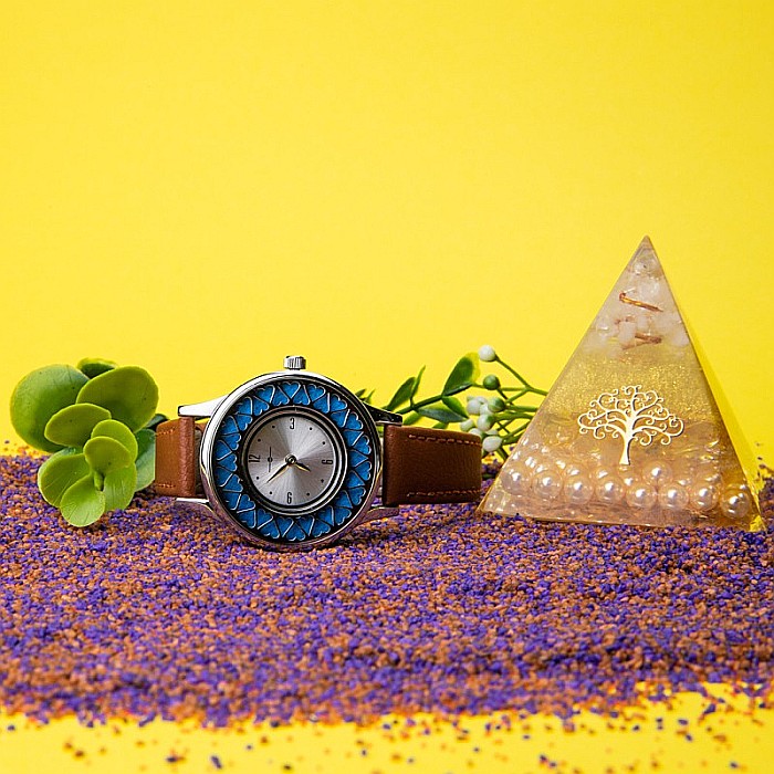 Ceas Aromaterapie “Heart” din Otel Inoxidabil, Curea din Piele Ecologica Maro [8]