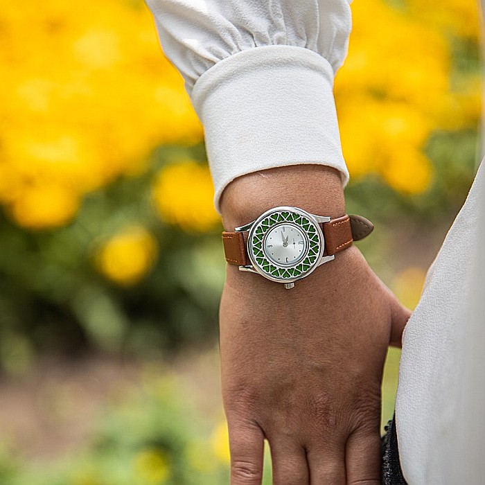 Ceas Aromaterapie “Heart” din Otel Inoxidabil, Curea din Piele Ecologica Maro [3]