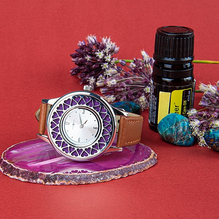 Ceas Aromaterapie “Heart” din Otel Inoxidabil, Curea din Piele Ecologica Maro [9]