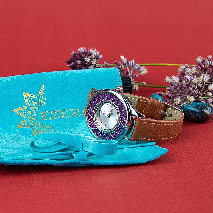 Ceas Aromaterapie “Heart” din Otel Inoxidabil, Curea din Piele Ecologica Maro [1]