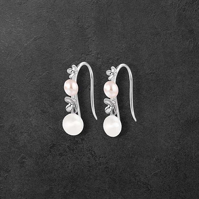 Cercei argint 925 platinum cu perle Greta [5]