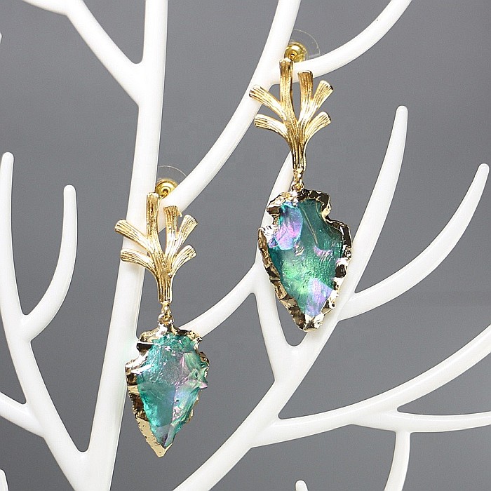 Cercei cristale cuart Dangle placati cu aur, eleganti, Tanisha [1]