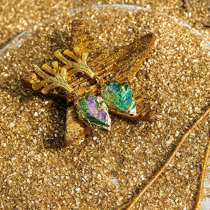 Cercei cristale cuart Dangle placati cu aur, eleganti, Tanisha [8]