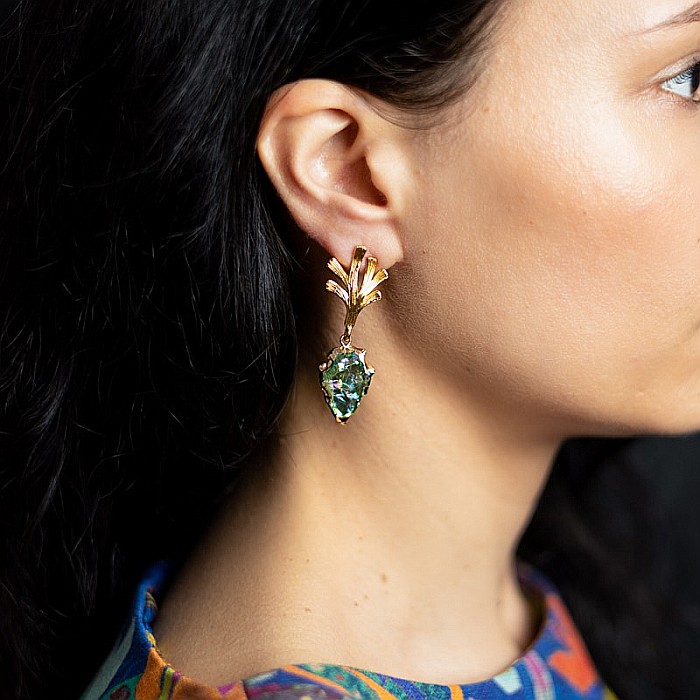 Cercei cristale cuart Dangle placati cu aur, eleganti, Tanisha [3]