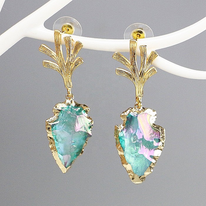 Cercei cristale cuart Dangle placati cu aur, eleganti, Tanisha [2]