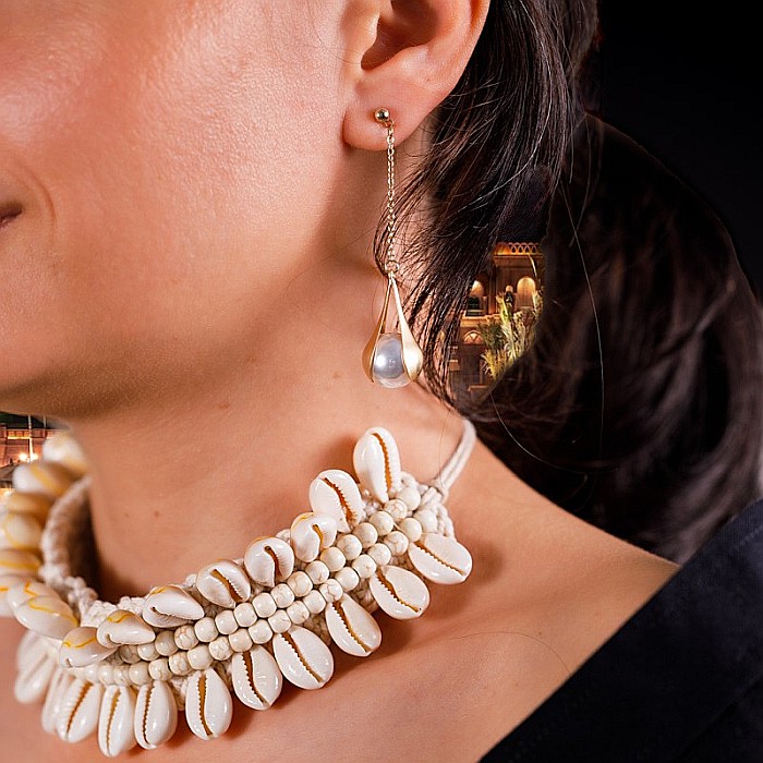 Cercei drop lungi cu perla sintetica Vimala❤️ [3]