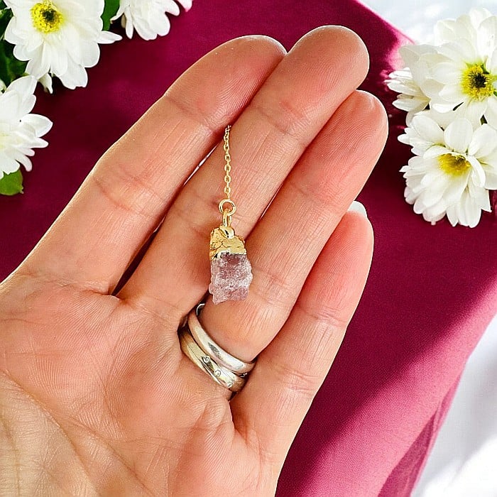 Cercei lungi drop cu cristal brut de Rubin placati cu aur [2]