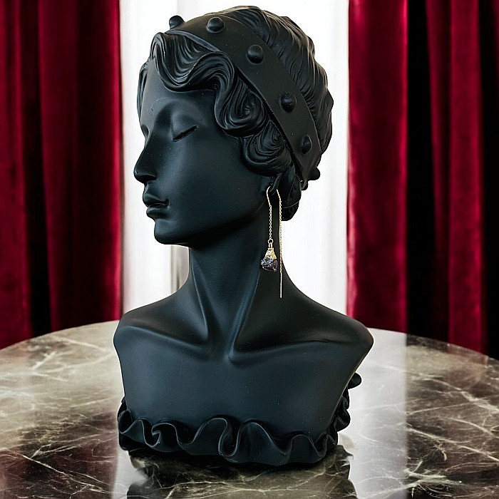 Cercei lungi drop eleganti cu cristal brut de Granat placati cu aur [2]