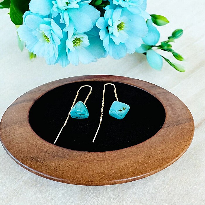 Cercei lungi drop eleganti cu cristal de Turcoaz placati cu aur [4]