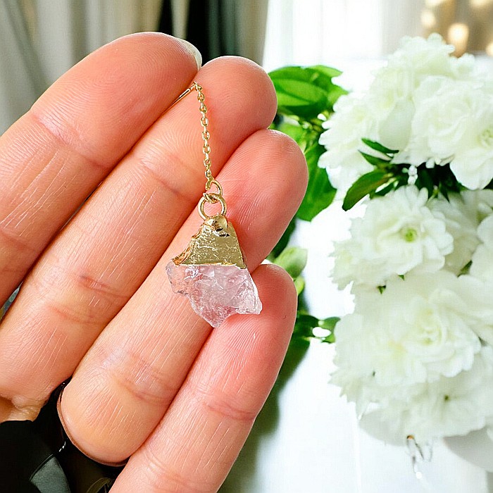 Cercei lungi drop eleganti Elara cu cristal brut de Cuart placati cu aur [2]