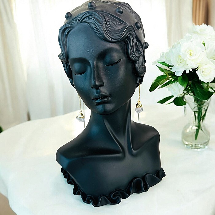 Cercei lungi drop eleganti Elara cu cristal brut de Cuart placati cu aur [5]