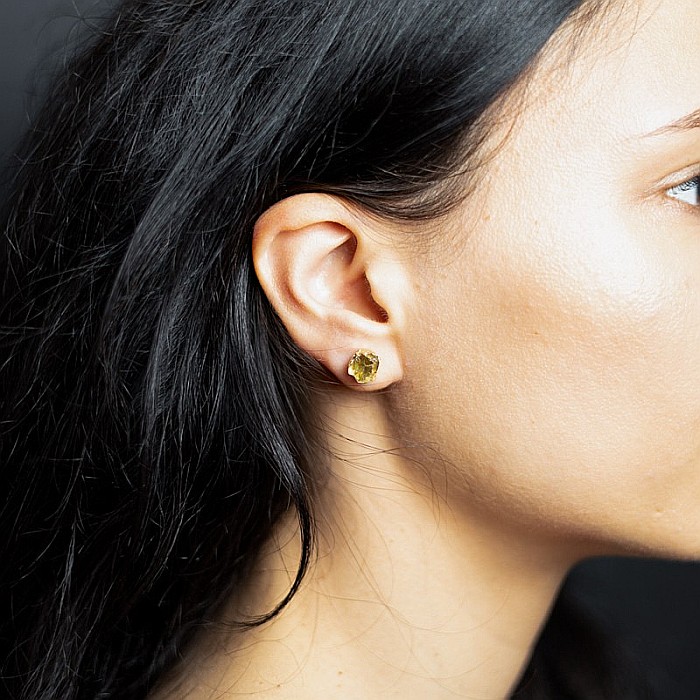 Cercei piatra naturala Cuart Transparent, cercei cu cristal brut, placati cu aur de 18K [7]