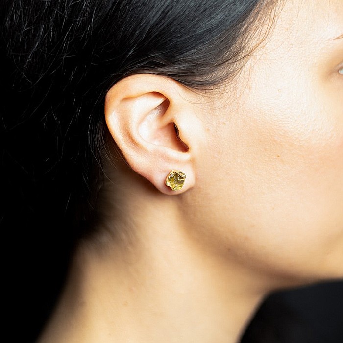 Cercei piatra naturala Cuart Transparent, cercei cu cristal brut, placati cu aur de 18K [5]