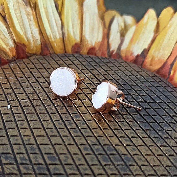 Cercei stud rose gold Hanita din cristale druzy ❤️ [4]
