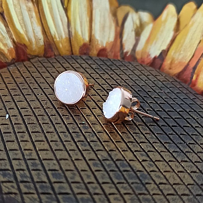 Cercei stud rose gold Hanita din cristale druzy ❤️ [6]