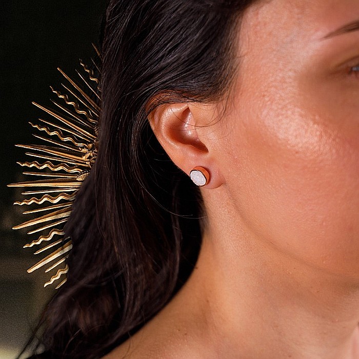 Cercei stud rose gold Hanita din cristale druzy ❤️ [5]