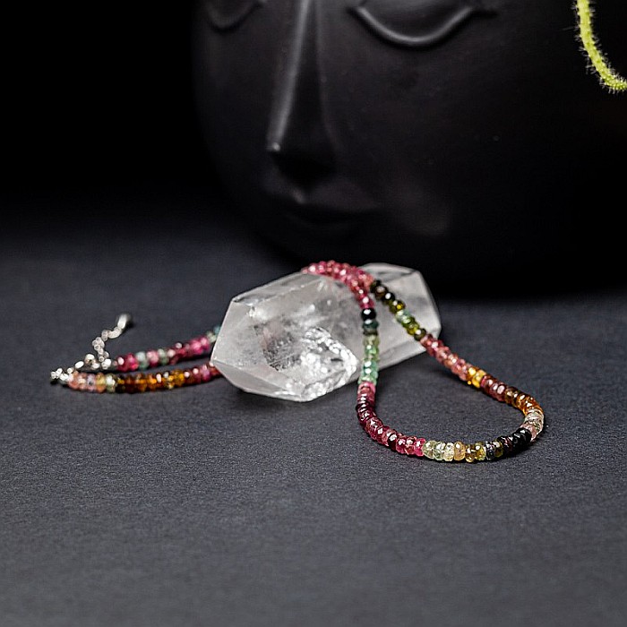 Choker Felicity din turmalina multicolora rondele A++, inchidere din Argint 925 [10]