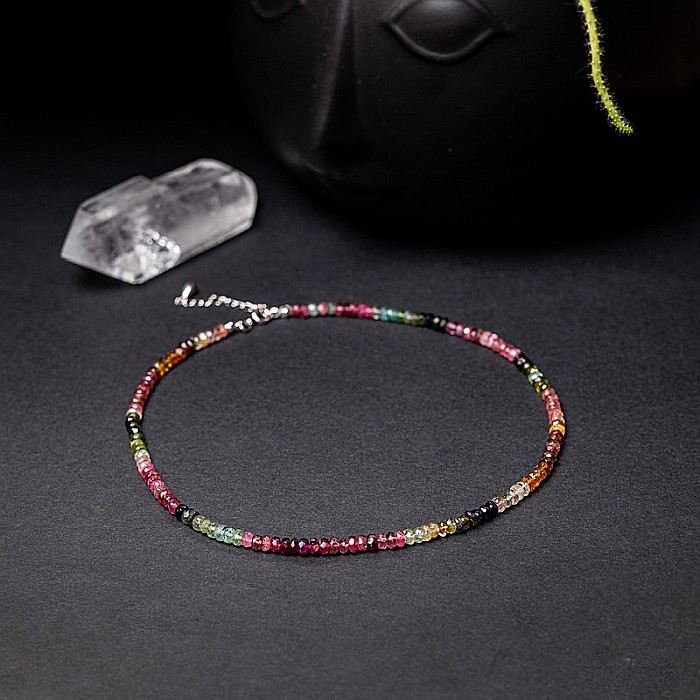 Choker Felicity din turmalina multicolora rondele A++, inchidere din Argint 925 [8]